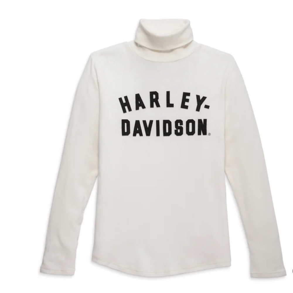 NWT Harley Davidson, Women's Milwaukee Rib Turtleneck, XL in White
